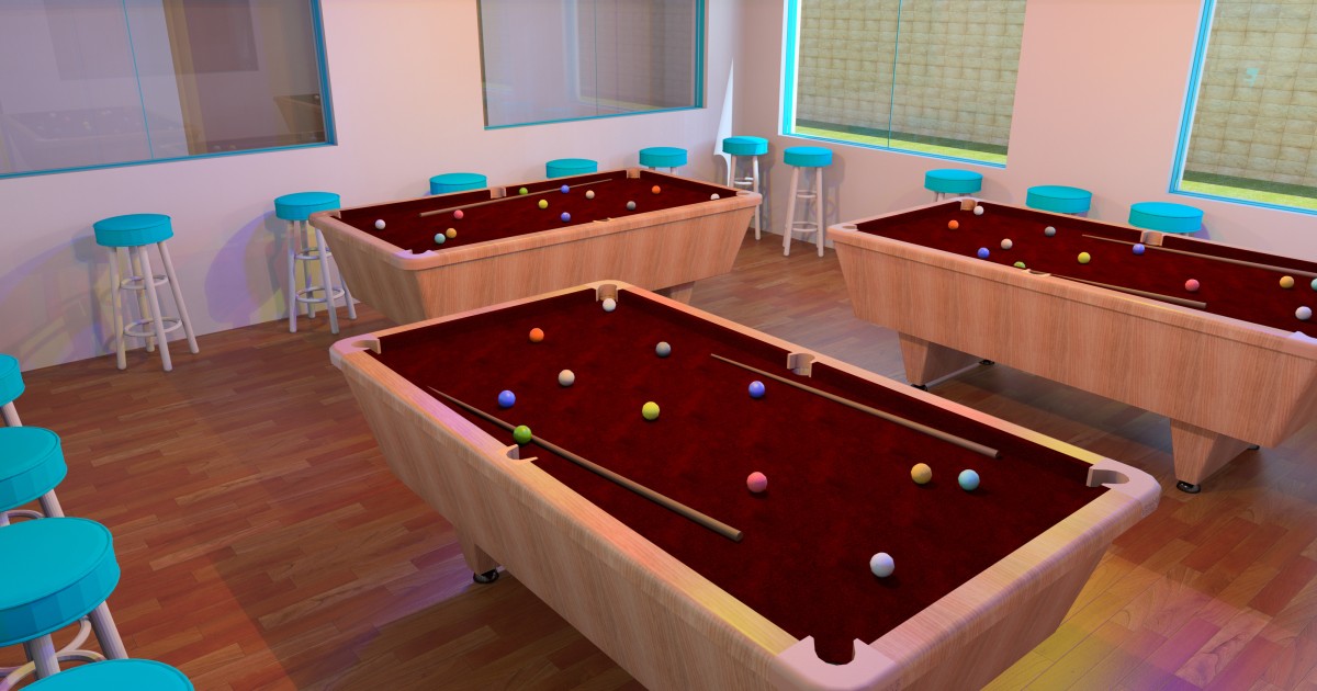 Study Pool Room More from student hostel (pool tables room) | Autodesk Community Gallery